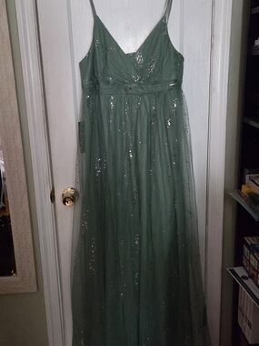 Forest Green Sparkle Tulle Maxi Dress NWT